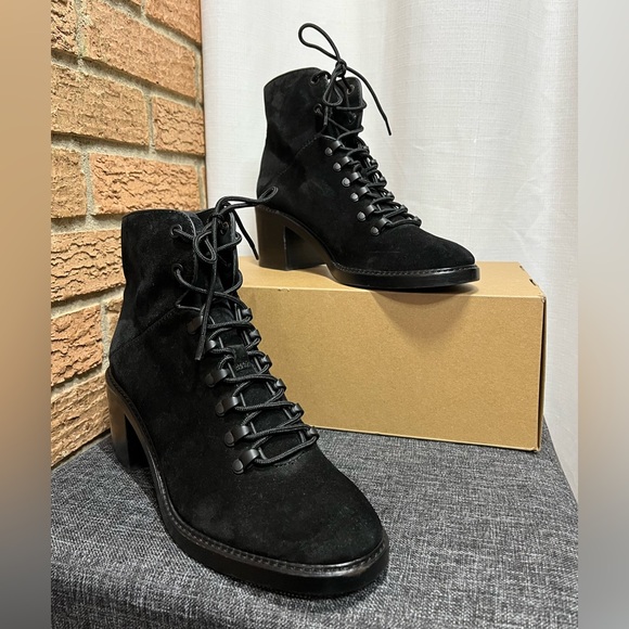 Vince. Falco Combat Moto black suede ankle boot - 9. Retail $395 - Picture 3 of 13